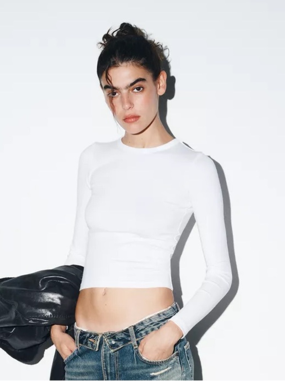 Slim Fit White Long-Sleeve  Tee - Women's